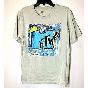 MTV T-Shirt Mens Medium Basquiat Graffiti Logo Graphic‎ Music Television 2022